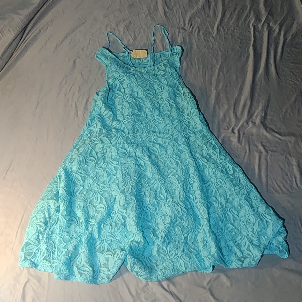 Free People Brand Light Blue Floral Dress w/ Slip